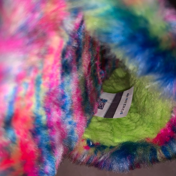 Ugg fluffita pixelate green real fur slides size 7 - Picture 6 of 16